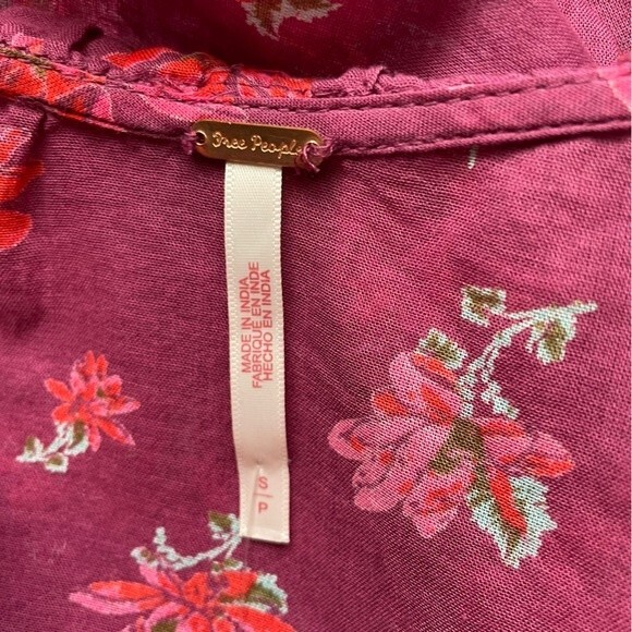 NWT Free People Amanda Ruffle Long Sleeve Wrap Blouse Burgundy Floral Size Small - Picture 10 of 16